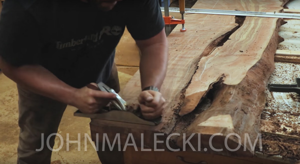 River Table Build- Mille Final Finish with Hand Plane