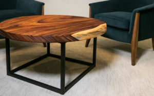Round Wood Slab Coffee Table 