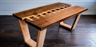 Live Edge Table with A Zipper RIver