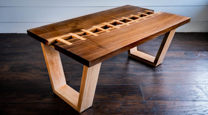 Live Edge Table with A Zipper RIver