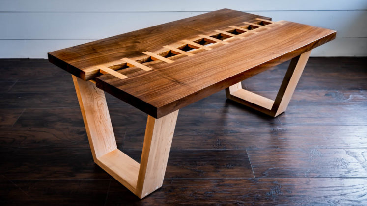 Live Edge Table with A Zipper RIver